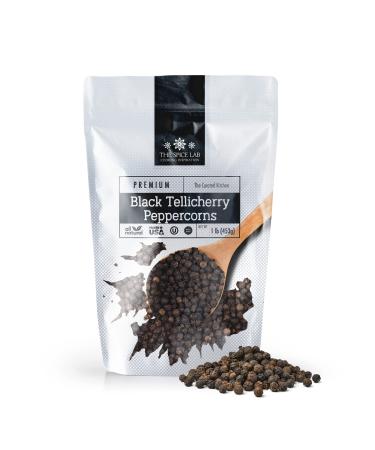 The Spice Lab Peppercorns Tellicherry Whole Black Peppercorns for Grinder Refill - 1 Pound Bag - Steam Sterilized Kosher Packed in the USA - All Natural Peppercorns - Pepper Grinder  Pepper Mill 1 Pound (Pack of 1)