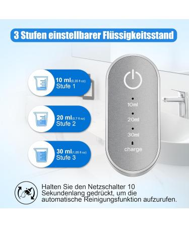 Mundwater Donor 550ml - Automatic Waterproof Wall-Mounted Mouthwash Dispenser with 2 Magnetic Cups Self-Cleaning & 3 Adjustable Dosing Levels - Premium Bathroom Accessory - Buy Online on GoSupps.com