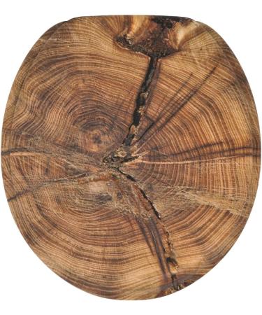 Sanilo Round Molded Wood Adjustable Toilet Seat - Old Tree Design | Silent Slow Close Feature - Buy Online on GoSupps.com