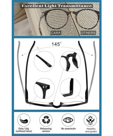CARA Reading Glasses 4 Pack Round Frame Spring Hinge Computer Reader for Men and Women - Anti-blue + 2.5 Diopters (Set of 4) - Buy Online on GoSupps.com