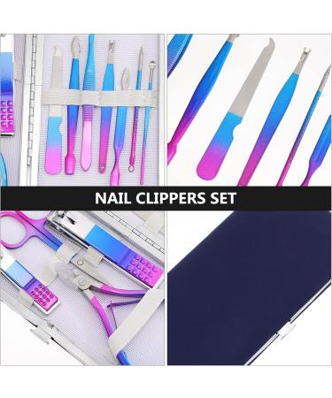 FRCOLOR 1 Set Nail Set Travel Nail Clippers Pedicure Tools Stainless Steel Set Eyebrow Remover Dead Skin Push Pedicure Care Tools Pu Leather Colorful Manicure Trimmer Set Nail Trimmer Flat - Buy Online on GoSupps.com
