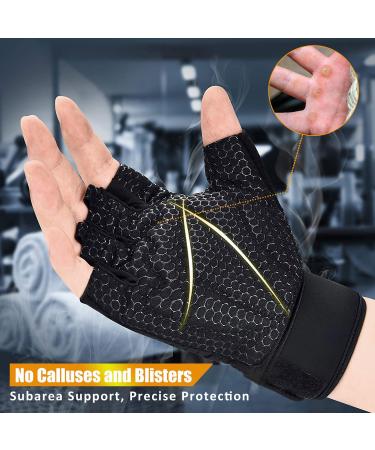 iHuan Breathable Fingerless Weight Lifting Gloves with Wrist Support - Black XS - Buy Online on GoSupps.com