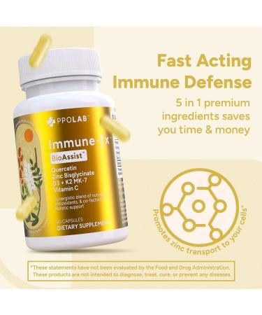 PPO Lab BioAssist Immune-Fx Immune Boosters | Quercetin, Vitamin C, Zinc, D3 & K2 | 60 Capsules - Buy Online on GoSupps.com