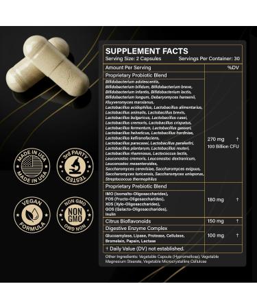 Probiotics for Women & Men 100 Billion CFU Probiotic for Digestive Gut & Immune Health - with Prebiotics Bioflavonoids & Digestive Enzyme 35 Strains Raw Probiotic Supplement 180 Caps 60 Count (Pack of 3) - Buy Online on GoSupps.com