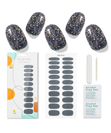 JMEOWIO Nail Foil Glitter Black Gel Nail Foils Self-adhesive Nail Sticker Decoration Nail Design Accessories Glitter Black Grey