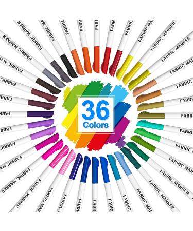 Lelix 36 Colors Fabric Markers - Permanent Fabric Pens for T-Shirts, Clothes, Sneakers & Canvas - Child Safe & Non-Toxic - Ideal for Writing and Painting - Kids & Adults - Buy Online on GoSupps.com