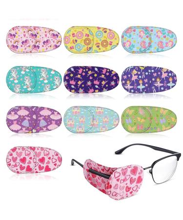 Adhesive Eye Patches for Kids with 10 Styles and Reward Poster Latex Free Eye Pad Bulk Blocking Fun Cute Designs Cotton Adhesive Bandages for Toddler Lazy Eye(10pcs).