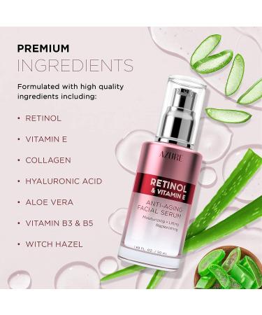 AZURE Retinol & Vitamin E Anti Aging Facial Serum - 50mL - Reduces Wrinkles & Fine Lines - Korean Skin Care - Buy Online on GoSupps.com