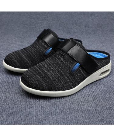 Extra Wide Diabetic Orthopedic Shoes for Men - Comfortable Summer & Autumn Footwear for Swollen Feet - Ideal for Elderly & Plantar Fasciitis - Size 7.5 - Black/Grey - Buy Online on GoSupps.com