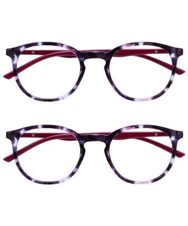 Opulize met reading glasses 2 Pack slim round frame spring hinges scratch-resistant purple Schildpatt Solide bracket men RR60-5 +3.50 Dioptria purple Schildpront cherry red arms