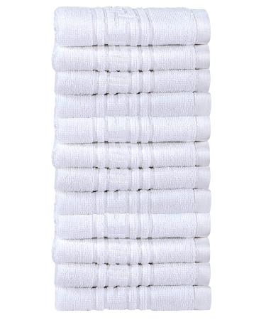 Quick Dry 100% Cotton Washcloth  Set of 12 - White White Set Of 12