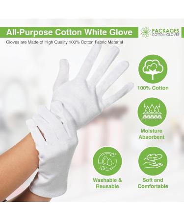 12 pcs White Cotton Gloves Soft Moisturizing Gloves for Eczema and Dry Hands Art Photography Archival Coin Handling and jewellery inspection - Buy Online on GoSupps.com