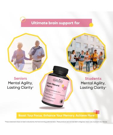 Brain Neuro Matrix Memory & Focus Nootropic with Ginkgo Biloba & Huperzine A Caffeine-Free Vegan Brain Supplement for Clarity Focus & Mood 90 Capsules (3-Month Supply) - Buy Online on GoSupps.com