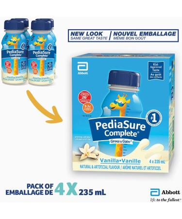 PediaSure Complete Nutritional Supplement Kids Nutritional Shake That Can Be Used As Breakfast Drink With Meal Vanilla 4 x 235-mL Bottles - Buy Online on GoSupps.com