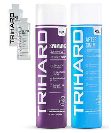 TRIHARD Swimmers Shampoo Extra Boost + After-Swim Body Wash Extra Boost | Specialized Swim Shampoo | Chlorine Removal Body Wash