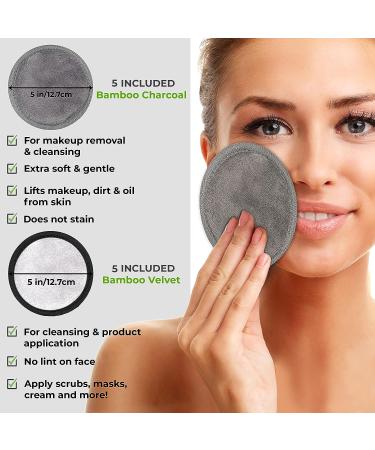 Crafts And The City XL Reusable Cotton Pads - Set of 10 Extra Large Bamboo Makeup Remover Pads with Holder - Buy Online on GoSupps.com
