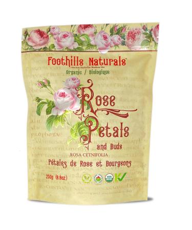 Foothills Naturals Rose Petals and Buds Organic - 250g / 8.8oz Suitable for Skin Tonics Tea 250 + Servings