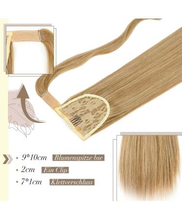22-Inch Long Straight Ponytail Extension - Dark Blonde Mix (m27/613#) - Synthetic Hair Wrap Around - 110g Magic Paste - Buy Online on GoSupps.com