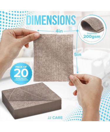 JJ CARE Silver Calcium Alginate Wound Dressing 4x5 - Pack of 20 | Highly Absorbent Silver Wound Dressing - Buy Online on GoSupps.com