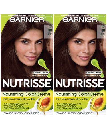 Garnier Hair Color Nutrisse Nourishing Creme 30 Darkest Brown (Sweet Cola) Permanent Hair Dye 2 Count (Packaging May Vary)