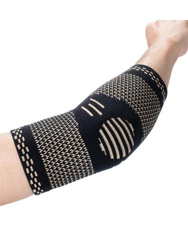 ABYON Copper Elbow Compression Sleeve (2 Pack) - Medical Grade Brace for Tendonitis, Tennis Elbow, Arthritis - Breathable & Supportive - XL Black - Buy Online on GoSupps.com