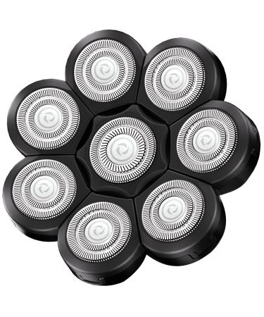 8 Blade Head Shaver Replacement Heads 8 Head Electric Razor Replacement Blade Compatible Many Models Easy to Install Waterproof Electric Razor Shaver Head for Wet&Dry Bald and Face(Black) Black-8D