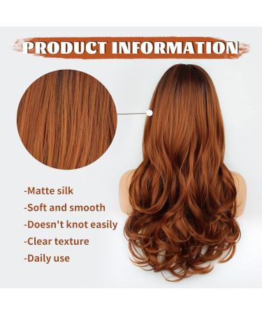 Faelbaty Long Curls Orange Pony Wig - Ombre Brown to Orange for Women | Natural Curly Wig for Party & Cosplay - Buy Online on GoSupps.com