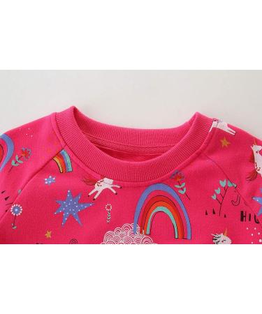 Girls Cotton Sweatshirt for Kids - Long Sleeve Casual Jumper, 1-12 Years - Rose Red - Buy Online on GoSupps.com