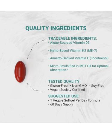 Naturalis Vegan Vitamin ADK with 50mg Tocotrienol and CoQ-10 | Nano-Emulsified in EVOO for Better Absoprtion | Non-GMO Soy Free and Vegan Society Certified | 60 Veggie Softgels (Carrageenan Free) 60 Count (Pack of 1) - Buy Online on GoSupps.com