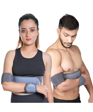 Wonder Care-Left Right Shoulder Immobilizer Arm Sling Elastic Brace for Clavicle Collar Bone Dislocation Subluxation Shoulder Support Compression Brace After Rotator Cuff Surgery - Grey Grey Universal(30"-41")