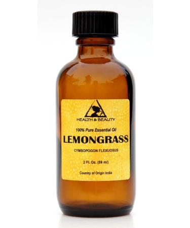 Lemongrass Essential Oil Aromatherapy Therapeutic Grade 100% Pure Natural 2 oz 59 ml - Buy Online on GoSupps.com