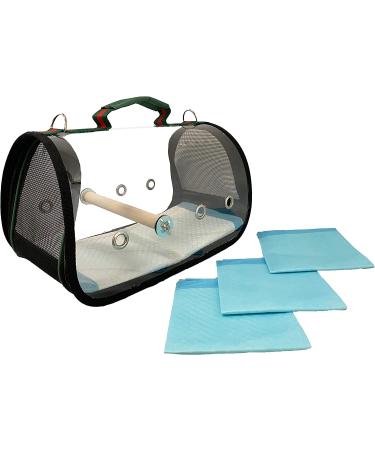 Birds LOVE Small Pet Carrier with Clear Sides - Green/Red, Shoulder Strap, Perch - Buy Online on GoSupps.com