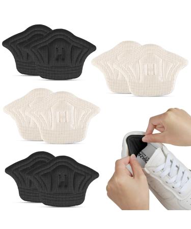 ACWOO 8PCS Heel Grips Shoe Pads Strong Adhesive Heel Cushion Inserts for Too Loose Shoes Comfort Heel Cushion Pad Thick Back Insoles Anti Blister Shoe Liners Inserts for Women and Men Black+beige