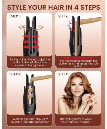 Buy Anti-Scald Automatic Curling Iron | Ceramic Rotating Curling Wand with Auto Shut Down & 3 Temp Settings - Perfect for All Hair Types - Buy Online on GoSupps.com