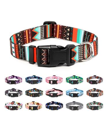 Mercano Dog Halison Complaint soft nylon comfort & robust patterned dog collar for small medium -sized dog puppies (m trunk green) m trunk green