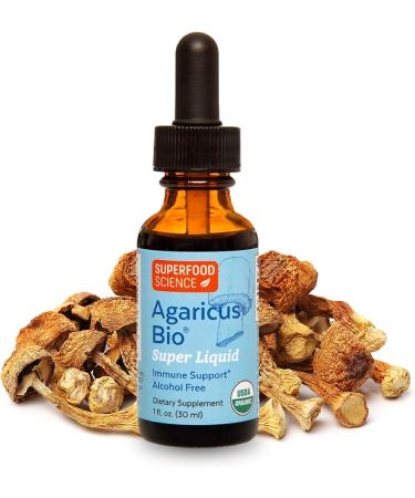 Agaricus Bio Super Liquid Organic Mushroom Supplement - 30ml Tincture with Beta Glucan for Immune Support | Agaricus Blazei Murill Extract for Mushroom Coffee and H2O - Buy Online on GoSupps.com