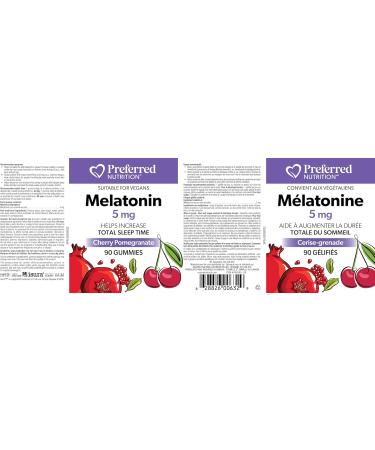 Preferred Nutrition Melatonin 5mg 90 Gummies Cherry Pomegranate Helps Increase Total Sleep Time Vegan 90 count (Pack of 1) 5 mg - Cherry Pomegranate Flavor - Buy Online on GoSupps.com