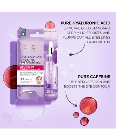 L'Oreal Paris Revitalift Filler Hyaluronic Acid and Caffeine Plumping and Brightening Eye Sheet Mask - Buy Online on GoSupps.com