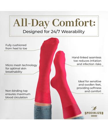 Diabetic Socks for Men & Women | Cozy Super Soft Thermal Socks in Medium Pink Lila & Gray - Buy Online on GoSupps.com