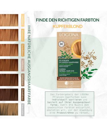 Logona Natural Cosmetics Nursing Plant Hair Color | Vegan Copper Blonde Powder | Organic Henna for Shine | 100g - Buy Online on GoSupps.com