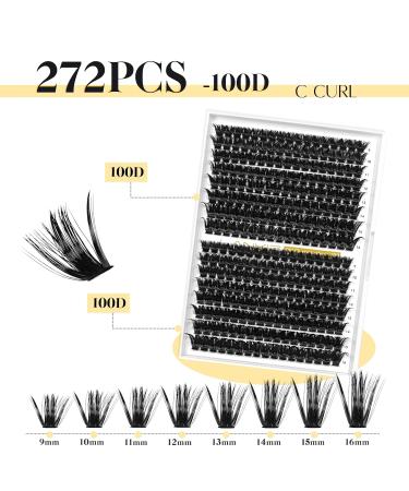 LANKIZ 100D DIY Eyelash Extensions Set - 272pcs C Curl Individual Lashes with Glue & Applicator | Premium Eyelash Cluster Kit for Stunning Looks - Buy Online on GoSupps.com