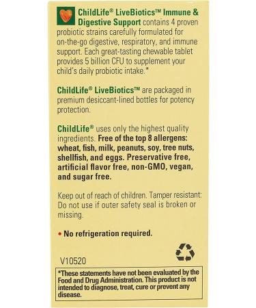 ChildLife LiveBiotics - Immune & Digestive Support, 5 Billion CFU, Berry Flavor, 30 Chewable Tablets - Buy Online on GoSupps.com