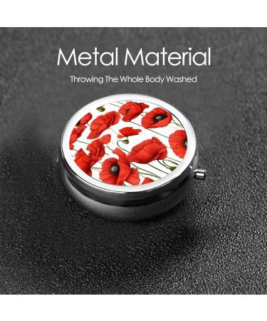 Buy Red Poppy Flower Round Pill Box - 3 Compartment Mini Travel Organizer for Vitamins & Medicines - Buy Online on GoSupps.com