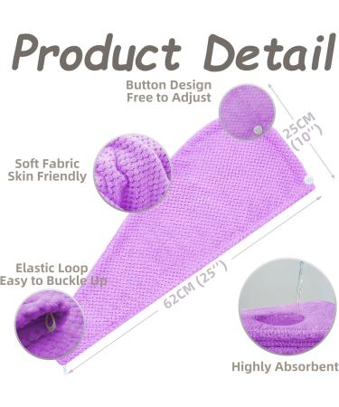 Buy Purple Microfiber Hair Turban Towel with Button - Ideal for Long Hair | Fast International Shipping - Buy Online on GoSupps.com