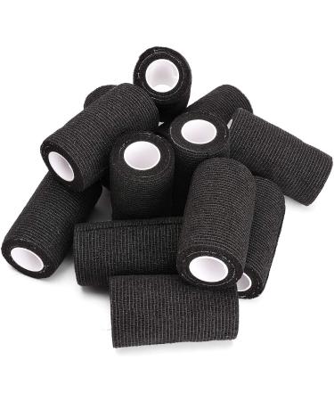 TOBWOLF 12PCS Self Adherent Bandage Wrap - Black, 4x5yd, Breathable Sports Tape for Wrist, Ankle, Knee, Leg Sprains - Elastic Cohesive Bandage for Swelling - Pack of 12 - Buy Online on GoSupps.com