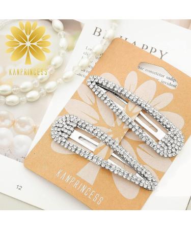 KANPRINCESS 3.1Inch Rhinestone Hair Clips Set - Silver Hair Barrettes for Women & Girls | Bridal & Prom Hair Accessories - Buy Online on GoSupps.com