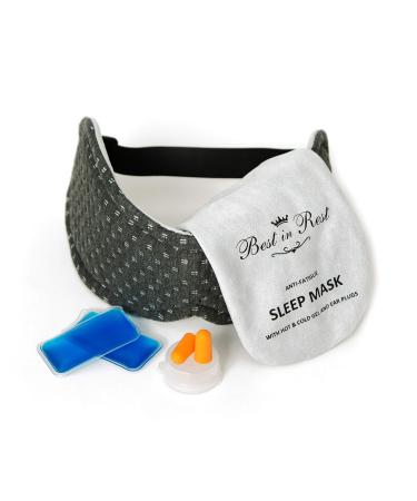 Luxury Sleep Eye Mask with Memory Foam lining Hot & Cold Gel Inserts and Ear Plugs - this sleep mask can be used as sleeping mask for women and men travel eye mask and eye mask for puffy eyes.