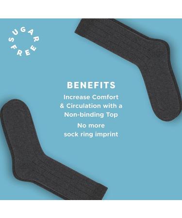 Sugar Free Sox Men's Diabetic Socks 3-Pack - Navy, Size 10-13 | Ribbed Mid-Calf, Health & Comfort - Buy Online on GoSupps.com