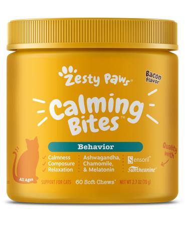 Zesty Paws Calming Bites Behavior For Cats All Ages Salmon 60 Soft Chews