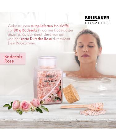 Brubaker Swimming Salt 3x400g - Rose Fragrance Bathing Additive with Flowers & Natural Extracts for Wellness & Relaxation - Includes Wooden Measuring Spoon - Buy Online on GoSupps.com